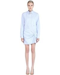 N°21 - Kurzes baumwoll-popeline-hemd-kleid in weiß und blau - Lyst