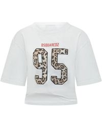 DSquared² - Tops ,Wit ,Katoen Cropped Breezy Tee - Lyst