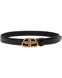 Balenciaga - Zwart Krokodileffect Dunne Riem - Lyst