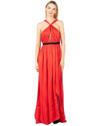 Pinko - Kleedjes ,Rood ,Leer Elegante Maxi Jurk - Lyst