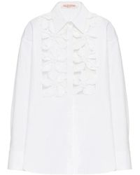 Valentino Garavani - Camisa blanca de algodón con aplicación floral - Lyst