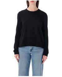 James Perse - Tops ,Zwart ,Katoen Crepe Jersey Oversized Long Sleeve Crew - Lyst