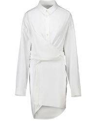 Laneus - Vestido camisa blanco asimétrico de algodón - Lyst