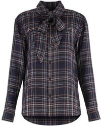 Saint Laurent - Geruite Wollen Overhemd Met Klassieke Kraag - Lyst