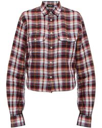 DSquared² - Overhemden ,Veelkleurig ,Linnen Linnen Geruit Overhemd - Lyst
