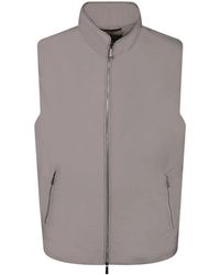 Moorer - Jassen ,Grijs ,Nylon Nylon Mouwloos Vest Met Hoge Kraag - Lyst