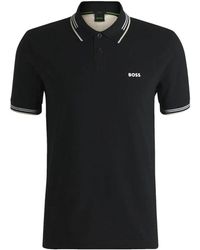 HUGO - Tops ,Zwart ,Katoen Slim Fit Katoenen Polo Shirt Zwart - Lyst