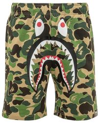 A Bathing Ape - Korte Broeken ,Groen ,Katoen Abc Camo Sweat Shorts - Lyst