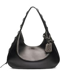 Ganni - Schwarze Hobo-Tasche Mit Korsettdetails - Lyst