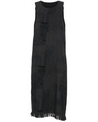 Y-3 - Dunkelgraues Baumwollkleid Mit Fransen - Lyst
