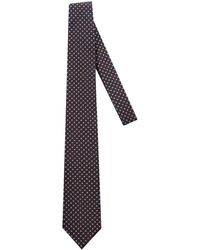 Corneliani - Accessoires ,Bruin ,Katoen Zijde- En Katoenen Stropdas Met Borduursel - Lyst