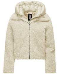 Bomboogie - Korte Bimaterial Jas Met Afneembare Capuchon - Lyst