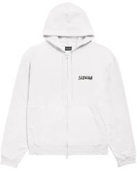 Balenciaga - Hoodies & Sweatvesten ,Wit ,Katoen Oversized Zip-Up Hoodie - Lyst
