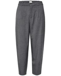 Kaffe - Broeken ,Grijs ,Hoge Taille Donkergrijze Broek - Lyst