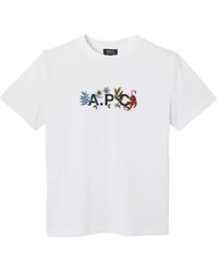 A.P.C. - Floral Logo T-Shirt - Lyst