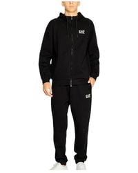 EA7 - Schwarzes zip-hoodie-kleid-set - Lyst