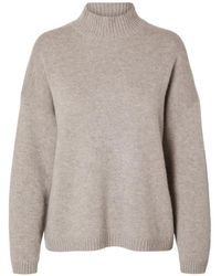 SELECTED - High Neck Gebreide Trui - Lyst