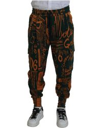 Dolce & Gabbana - Pantaloni jogger cargo in seta con stampa logo - Lyst