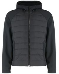 Paul & Shark - Jassen ,Zwart ,Gewatteerd Jack Met Capuchon En Contrasterende Mouwen - Lyst