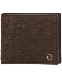 Orciani - Accessoires ,Bruin ,Leer Bruine Leren Portemonnee Met Geweven Motief - Lyst