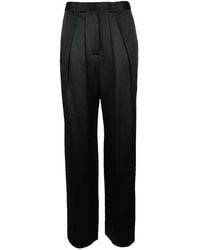 Rochas - Broeken ,Zwart ,Rayon Elegante Wijde Broek - Lyst
