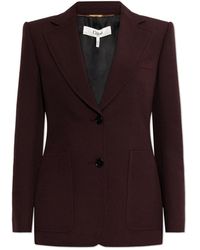 Chloé - Jassen ,Rood ,Leer Getailleerde Blazer Met Schoudervullingen - Lyst