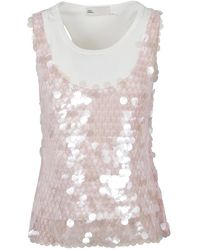 Tory Burch - Tops ,Roze ,Polyester Sequin Mesh Top - Lyst