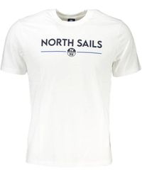 North Sails - Tops ,Wit ,Katoen Print Logo Korte Mouw Katoenen T-Shirt - Lyst