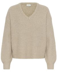 Kaffe - Truien & Vesten ,Leer V-Hals Truien - Lyst