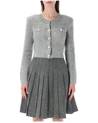 Self-Portrait - Truien & Vesten ,Grijs ,Katoen Lace Collar Cardigan - Lyst