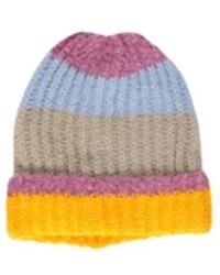 Pieces - Gestreifte Strickmütze - Lyst