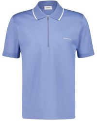 Ferragamo - Tops ,Blauw ,Katoen Bluette Katoen Polo Met Ritsdetail - Lyst