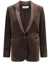Lardini - Jassen ,Bruin ,Katoen Fluwelen Blazer - Lyst