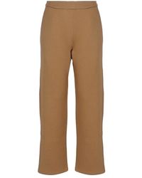 Max Mara - Pantalones de algodón elásticos color camel - Lyst
