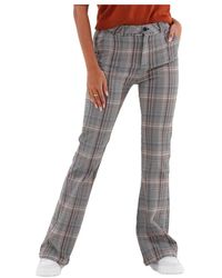 Minus - Geruite Flared Broek Bruin - Lyst