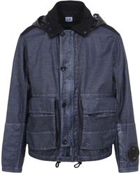 C.P. Company - Blaue Jacke Für Männer Stilvoll Und Funktional - Lyst