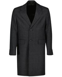 Prada - Jassen ,Grijs ,Wol Wollen Jas Met Ruitpatroon - Lyst