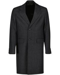 Prada - Jassen ,Grijs ,Wol Wollen Jas Met Ruitpatroon - Lyst