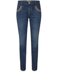 Mos Mosh - Jeans ,Blauw ,Katoen Blauwe Shade Jeans Met Stijlvolle Decoraties - Lyst