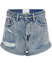 One Teaspoon - High-waist denim shorts mit nieten - Lyst