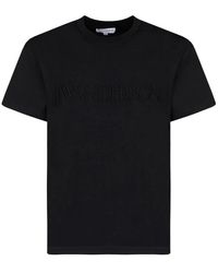 JW Anderson - T-shirt nera con logo ricamato - Lyst