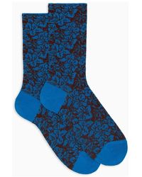 Gallo - Kurze Hellblaue Baumwollsocken Für Damen Mit Blumenmuster - Lyst