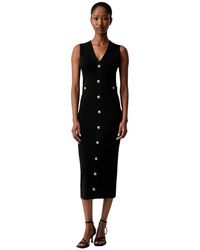 Michael Kors - Kleedjes ,Zwart ,Nylon Stretch Knit Midi Jurk - Lyst