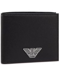 Emporio Armani - Schwarze brieftasche mit stoff und bonded lederfutter - Lyst