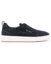 Santoni - Blaue Slip-On-Sneakers Für Herren Aus Wildleder, Größe - Lyst