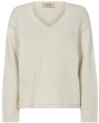 Mos Mosh - V-ausschnitt strickpullover ecru - Lyst