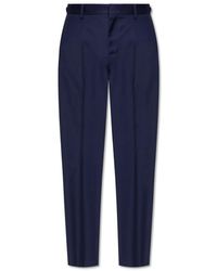 Versace - Broeken ,Blauw ,Wol Plooibroek - Lyst