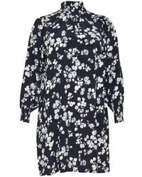 Kaffe - Marine Flower Kleid Mit Puffärmeln - Lyst