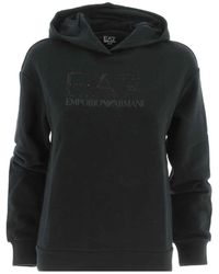EA7 - Felpa donna con strass sul petto - Lyst