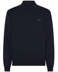 Sun 68 - Half Zip Sweater Basic L/S - Lyst